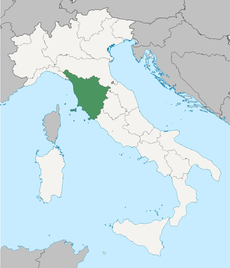 Karta av Toscana regionen